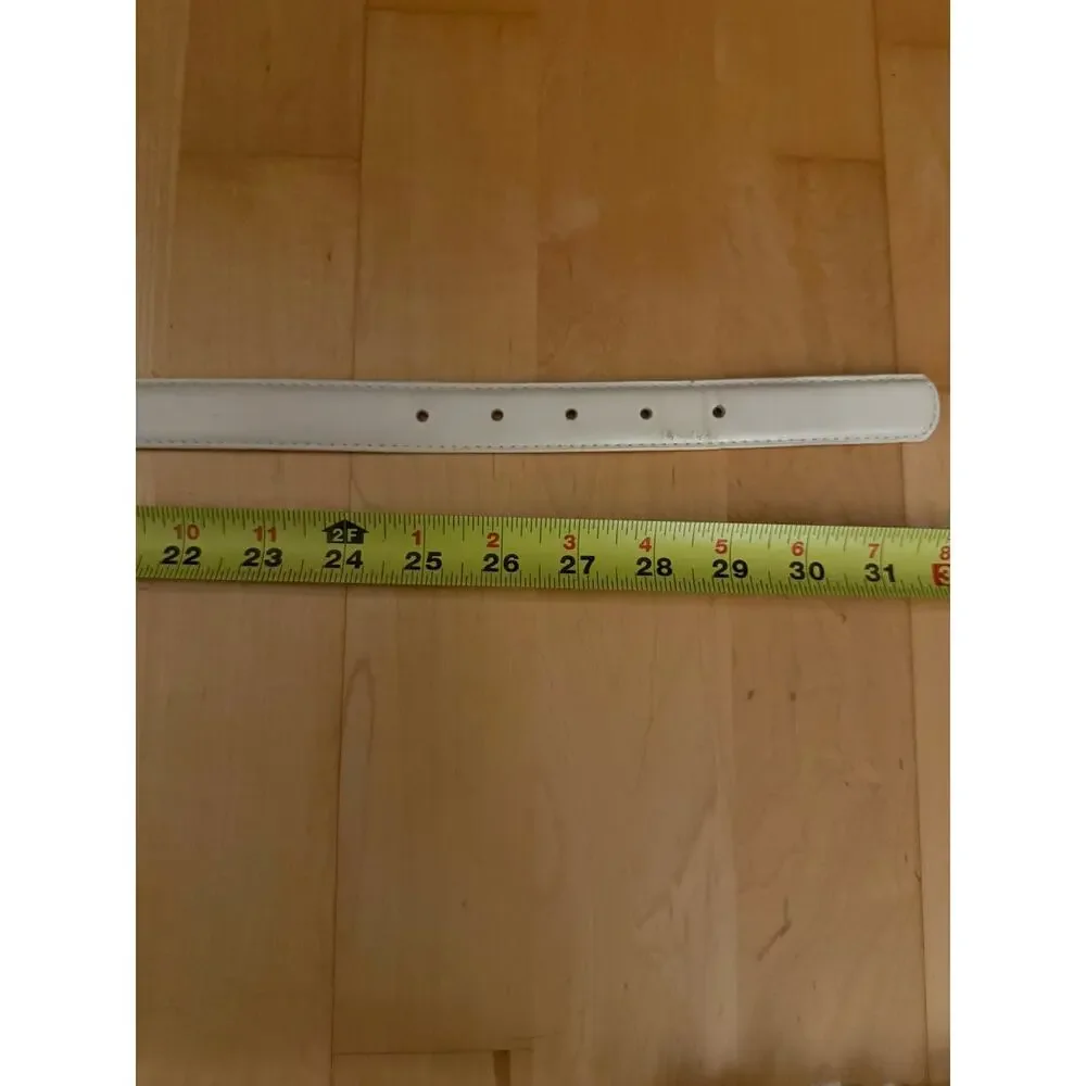 VTG Genuine Leather White Gold Art Deco Western Belt Small